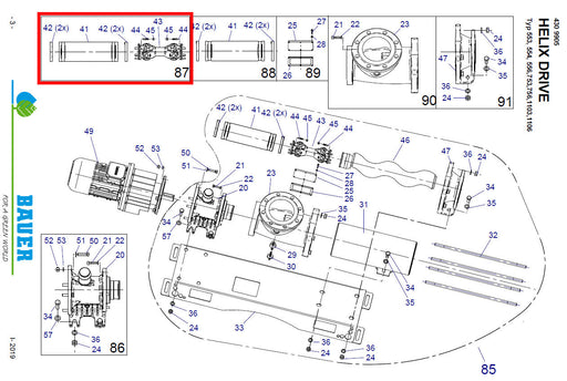 Rep. Set Kardangelenk mit Schutzschlauch für Helix Drive 553 bis 1106 Technische Zeichnung
