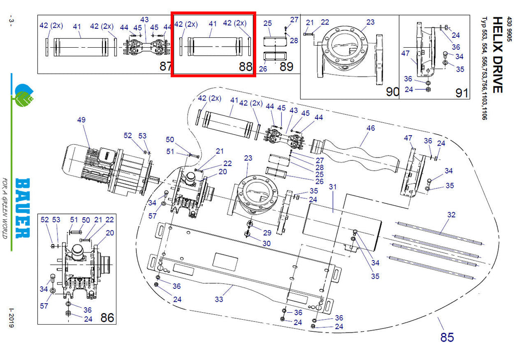 Rep. Set Schutzschlauch komplett für Helix Drive 553 bis 1106 Technische Zeichnung