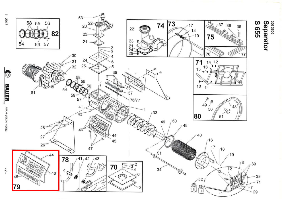 Rep. Set Seitendeckel S655/S855 für Seriennummern beginnend mit X... Technische Zeichnung