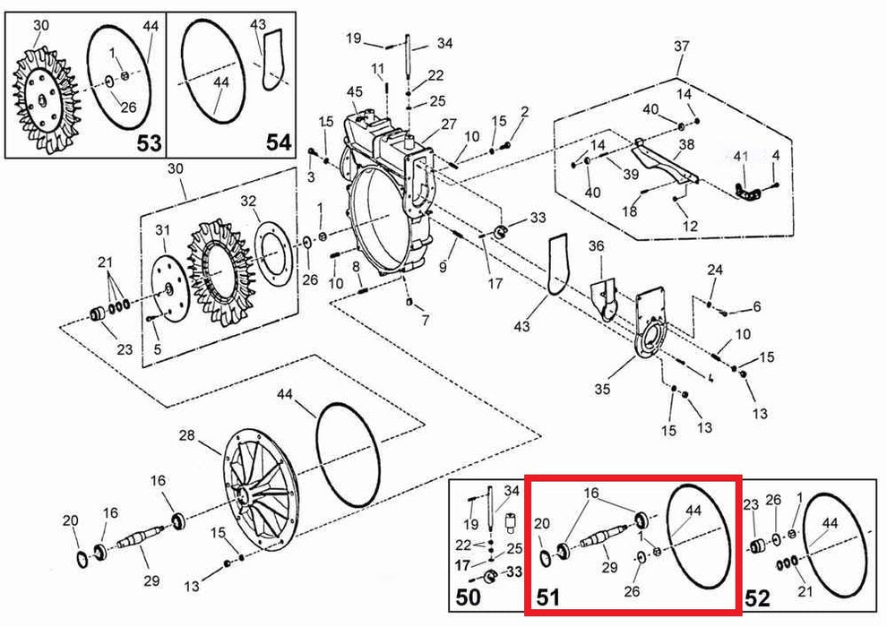 Rep.Set Turbinenwelle für Turbine Ti50 Technische Darstellung der Produkt Einzelteile