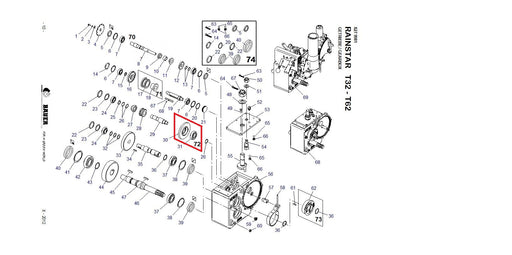 Rep.Set Zahnrad mit Lager zu Getriebe für RAINSTAR T32 und T42 Technische Zeichnung
