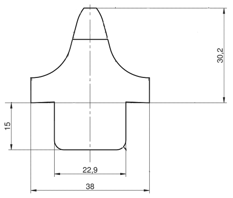 Stahlzahn 1 1/2" Technische Zeichnung mit maßen
