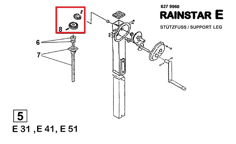 Rep.Set Kegelräder zu Stützfuss für RAINSTAR E31, E41 und E51 - 184244