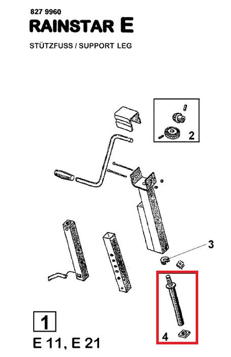 Rep.Set Spindel und Mutter zu Stützfuss für RAINSTAR E11 und E21 - 184941