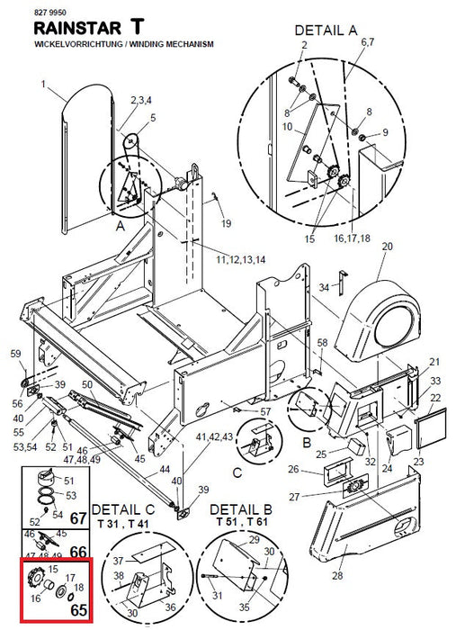 Rep.Set Kettenrad zu Wickelvorrichtung für RAINSTAR T51 - 8343810