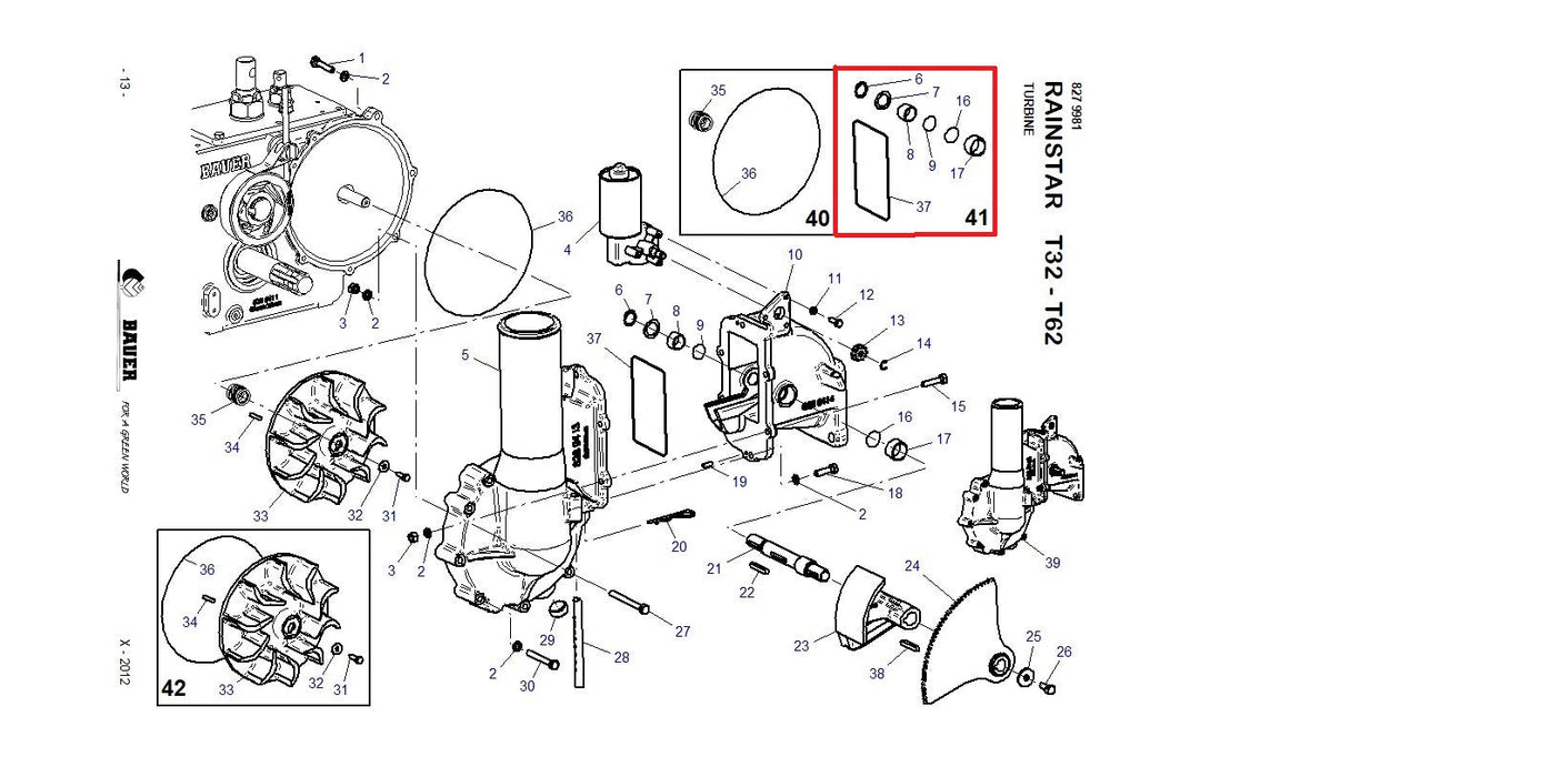 Rep.Set Dichtungen und Lager zu Turbine für RAINSTAR T32 und T42 - 8343889