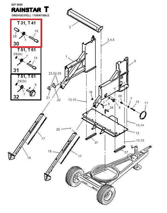 Rep.Set Welle und Zahnrad zu Drehgestell für RAINSTAR T32 und T42 - 8343844