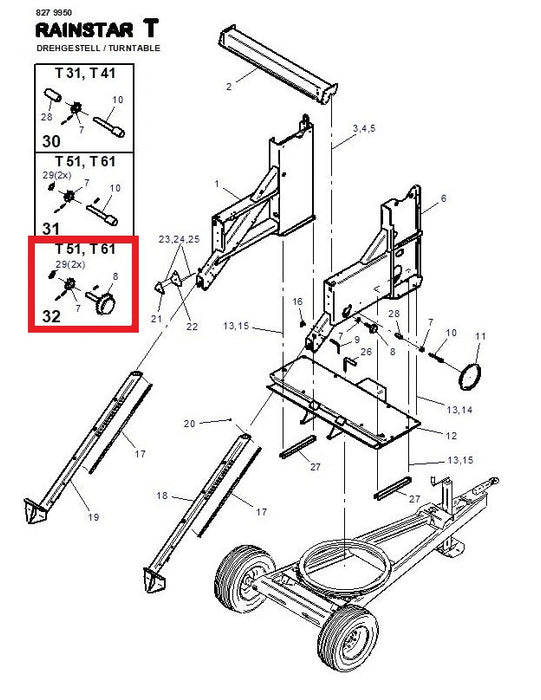 Rep.Set Welle 2 und Zahnrad zu Drehgestell für RAINSTAR T51 - 8343848