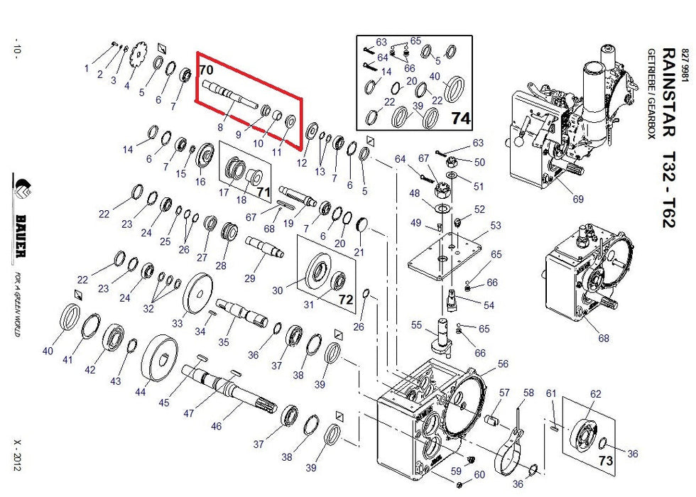 Rep.Set Turbinenwelle mit Zahnräder zu Getriebe für RAINSTAR T32 und T42 - 8343886