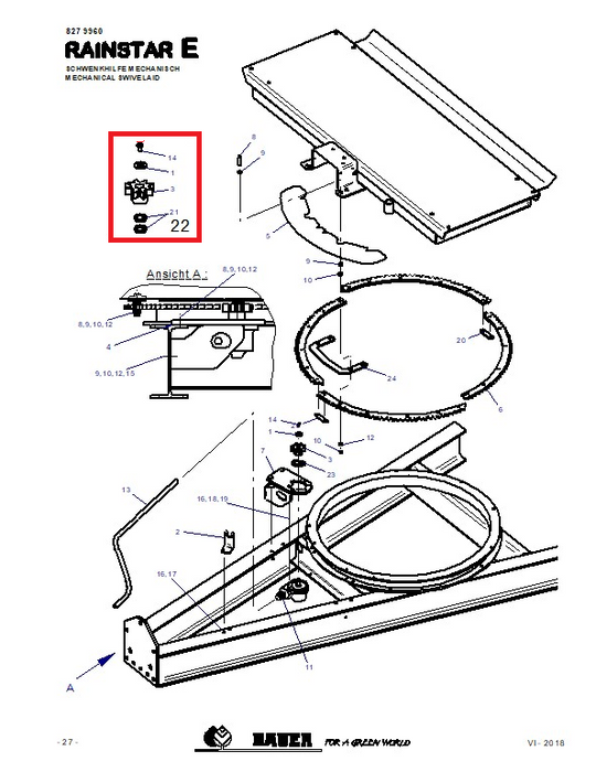 Rep.Set Zahnrad Schwenkhilfe für RAINSTAR E11, E21, E31, E41, E51, E51XL, E55, E55L und E55XL - 8344612