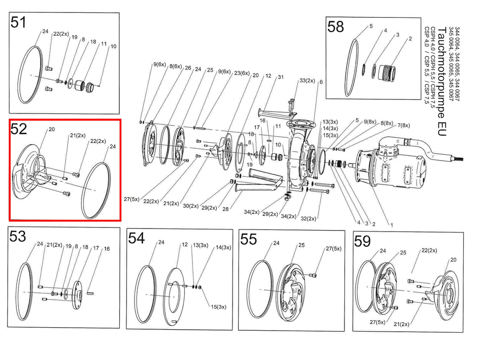 Rep. Set Dickstofflaufrad 263x30 CSPH5,5 bis 7,5kW DN80 - 3442204