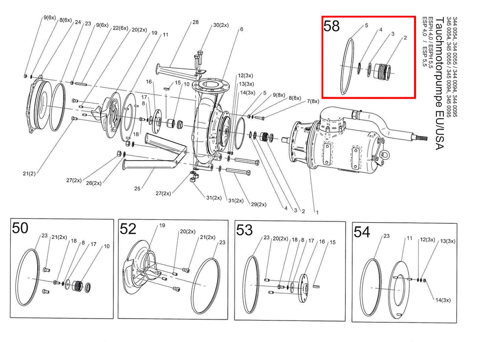 Rep. Set Gleitringdichtung Motor ESPH/CSPH 4 bis 7,5kW DN80 - 3442232