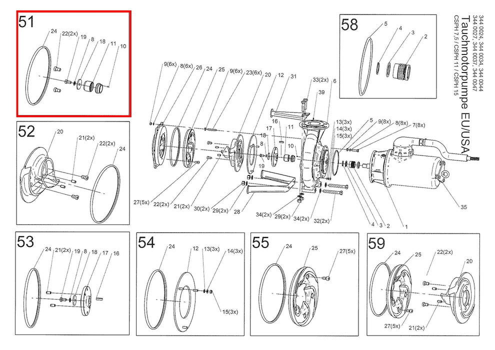 Rep. Set Dickstofflaufrad 264x52 CSPH7,5kW DN100 - 3442266