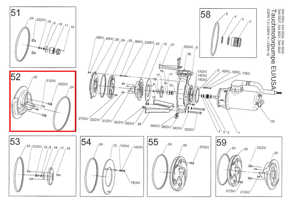 Rep. Set Dickstofflaufrad 264x70 CSPH 15kW DN100 - 3442270