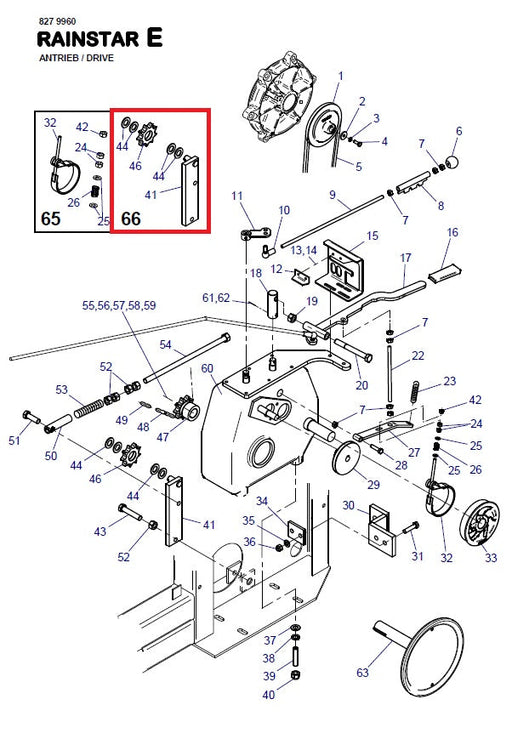 Kettenspanner 1" komplett für RAINSTAR E11 Technische Zeichnung