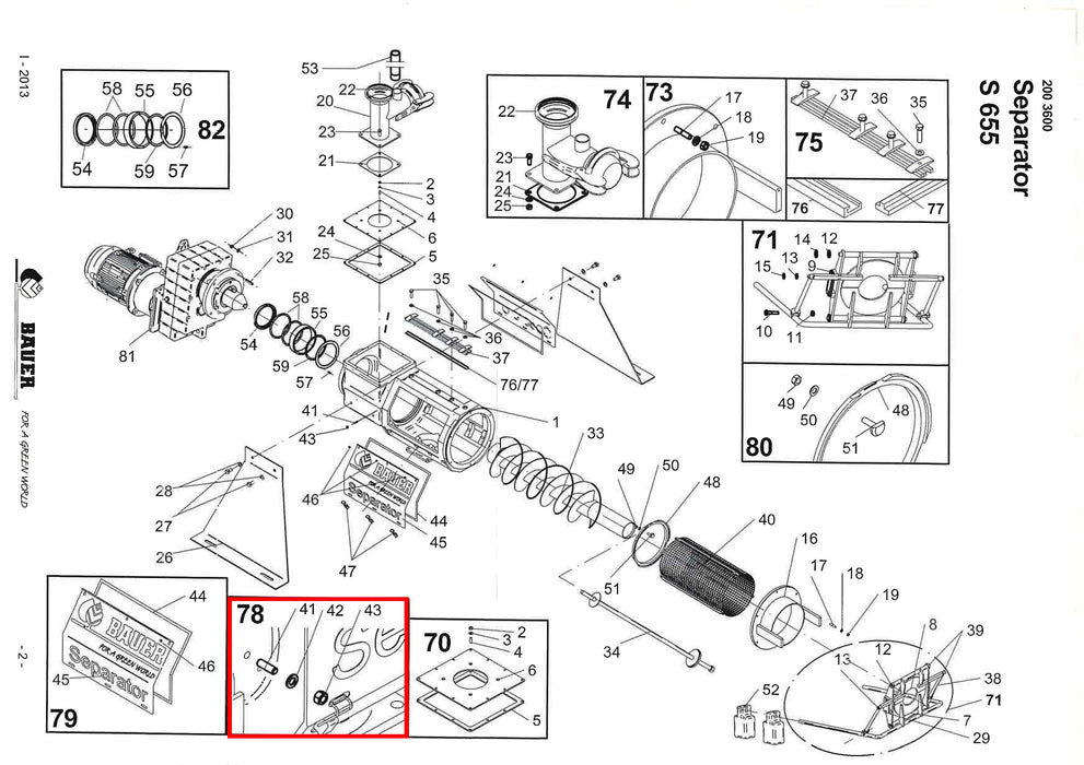 Rep. Set Abstreifschrauben S655/S855 Technische Zeichnung