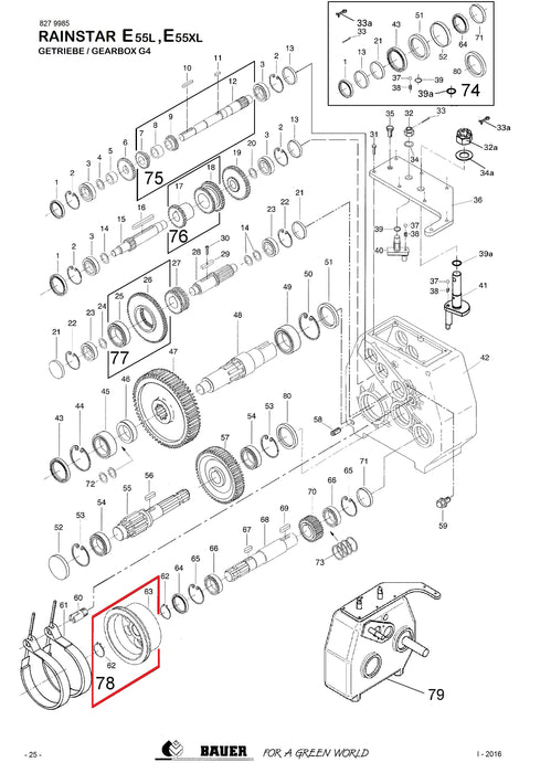Rep.Set Bremsscheibe 2-fach G4 für RAINSTAR E55L und E55XL Technische Zeichnung
