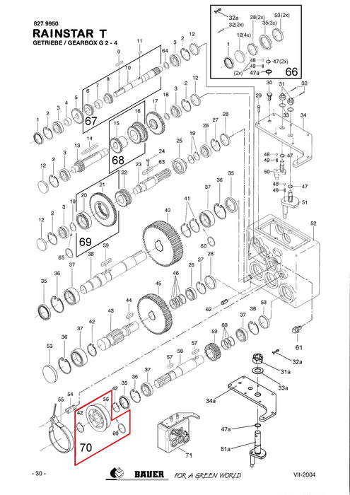 Rep.Set Bremsscheibe G2-4 für RAINSTAR T32, T42 und T51 Technische Zeichnung