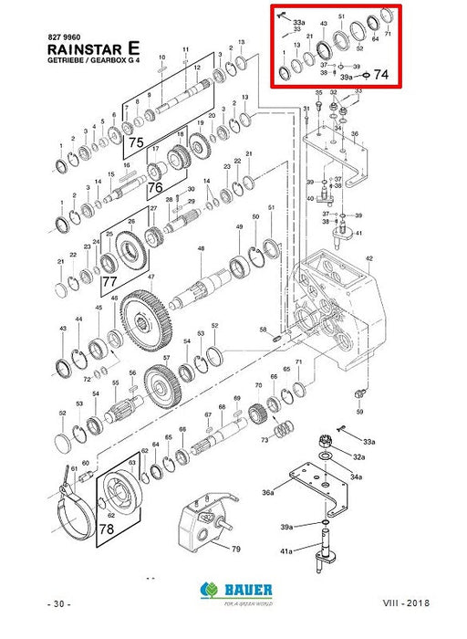 Rep.Set Dichtungen G4 zu Getriebe für RAINSTAR E11, E21, E31, E41, E51, E51XL, E55, E55L und E55XL Technische Zeichnung