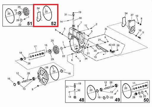 Rep.Set Dichtungen für Turbine Ti15 Zeichnung mit markierung der einzelnen Produktbauteile