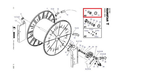Rep.Set Dichtungen zu Haspel für RAINSTAR T32, T42 und T51 Technische Zeichnung