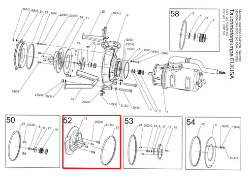Rep. Set Dickstofflaufrad 223x33,5  ESPH4kW DN80 Technische Zeichnung