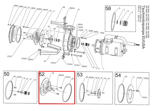 Rep. Set Dickstofflaufrad 263x30  ESPH5,5 bis 7,5kW DN80 Technische Zeichnung