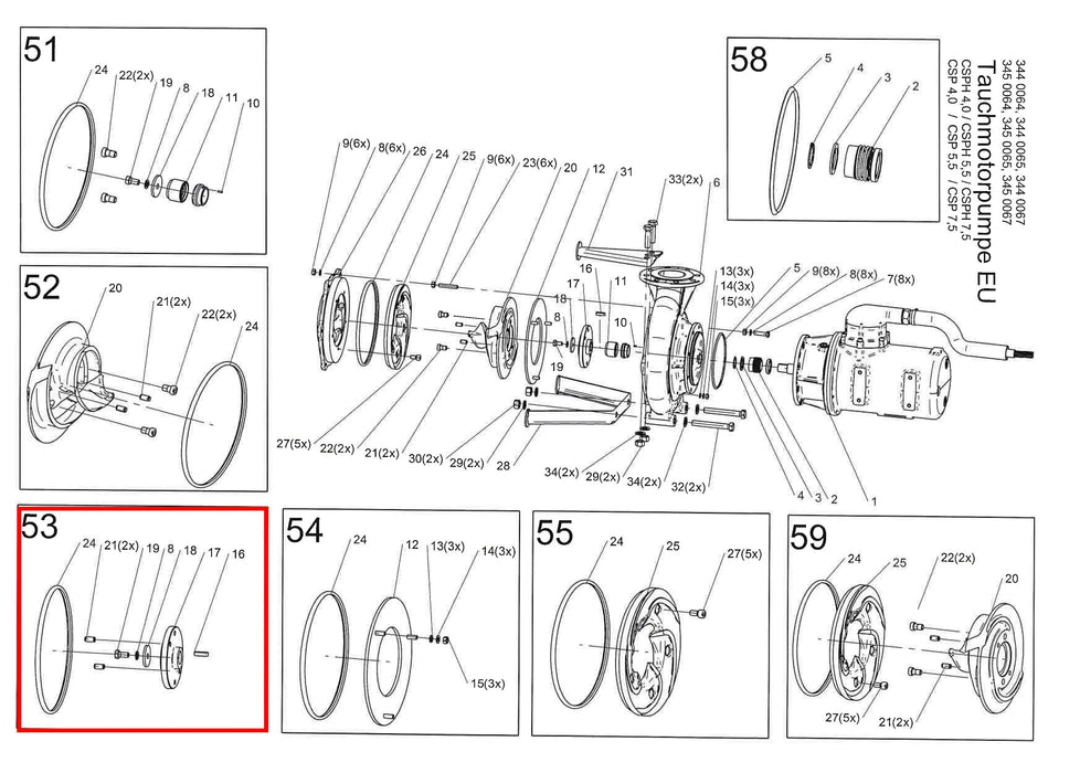 Rep. Set Flanschscheibe für ESPH/CSPH 4 bis 7,5kW DN80 Technische Zeichnung