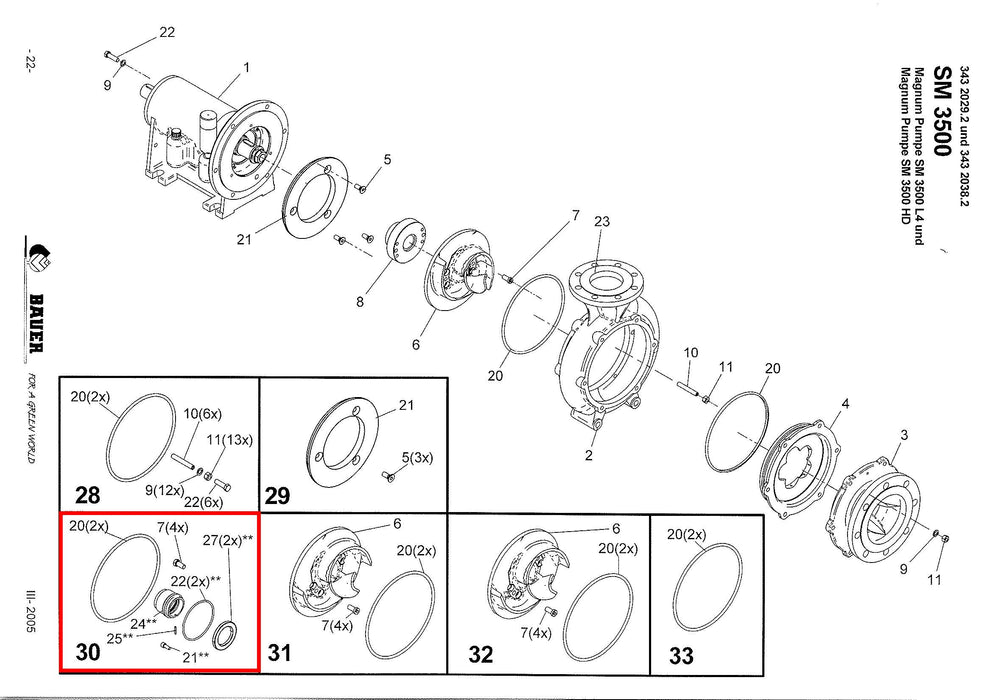 Rep.Set Gleitringdichtung, SM 3500  L4 - HD Technische Zeichnung