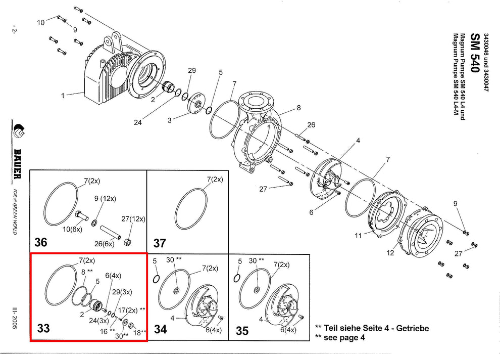 Rep. Set Gleitringdichtung SM540 L4/SM540 L4-M Technische Zeichnung