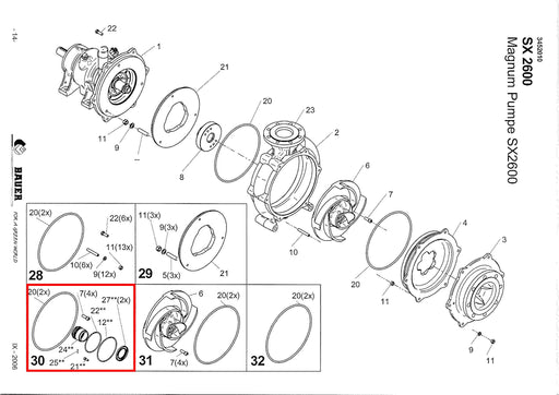 Rep. Set Gleitringdichtung SX2600 Technische Zeichnung