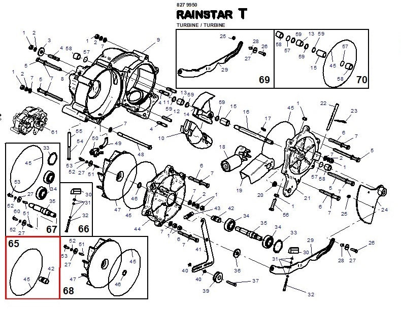 Rep.Set Gleitringdichtung TVR zu Turbine für RAINSTAR E11, E21, E31, E41, E51, E51XL, E55, E55L und E55XL Technische Zeichnung