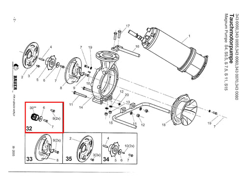 Rep. Set Gleitringdichtung  für Magnum S 4 bis 15kW Technische Zeichnung