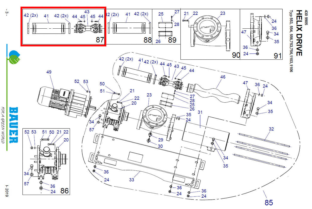 Rep. Set Kardangelenk mit Schutzschlauch für Helix Drive 553 bis 1106 Technische Zeichnung