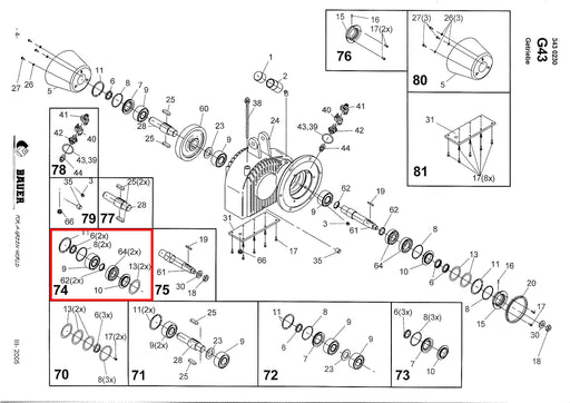 Rep. Set Lagerabdichtung Ritzelwelle SM540 L4/SM540 L4-M Technische Zeichnung