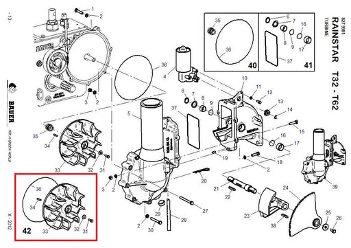 Rep.Set Laufrad TVR 18 zu Turbine für RAINSTAR T32 und T42 Technische Zeichnung