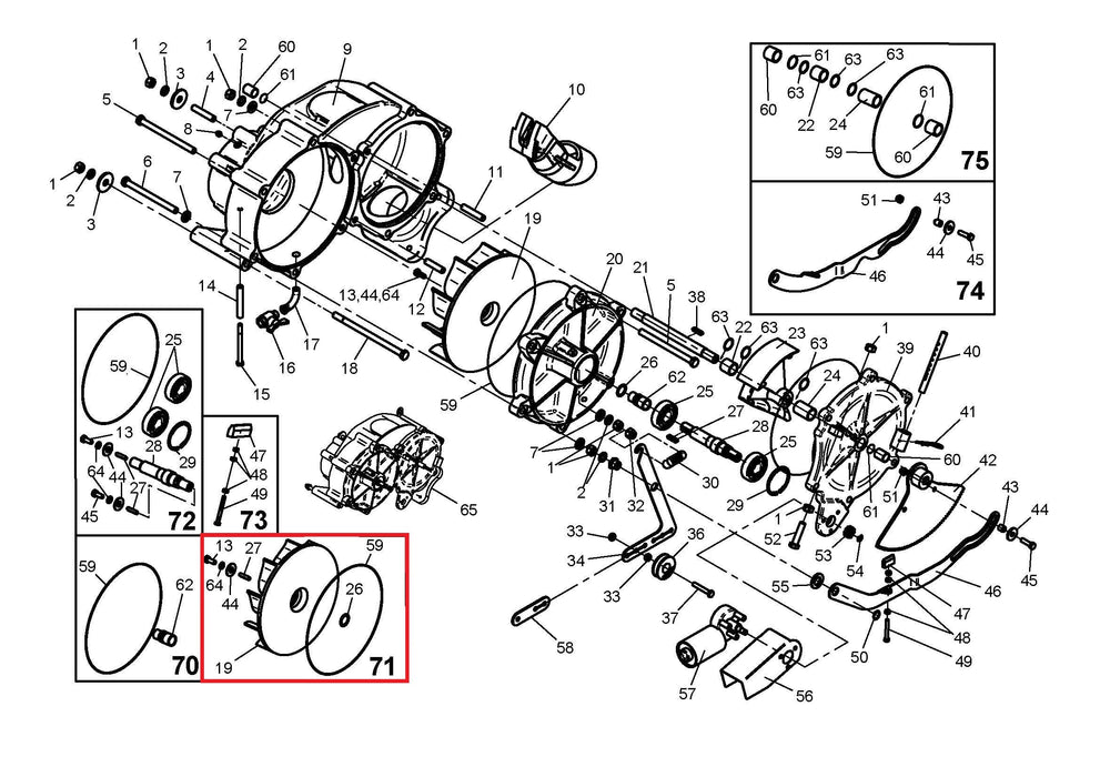 Rep.Set Laufrad TVR 60 zu Turbine für RAINSTAR E11, E21, E31, E41, E51, E51XL, E55, E55L und E55XL Technische Zeichnung