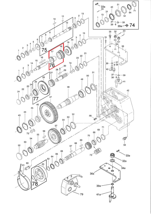 Rep.Set Schaltrad zu Getriebe G4 für RAINSTAR E11, E21, E31, E41, E51, E51XL, E55, E55L und E55XL Technische Zeichnung