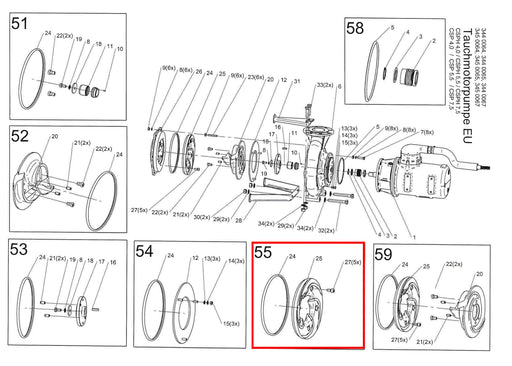Rep. Set Schneidscheibe CSPH 5,5 bis 7,5kW DN80 D265 Technische Zeichnung