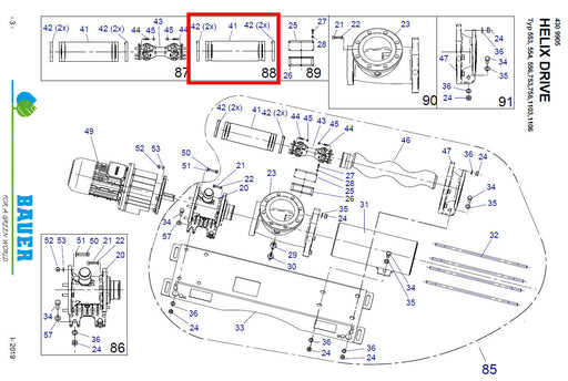 Rep. Set Schutzschlauch komplett für Helix Drive 553 bis 1106 Technische Zeichnung