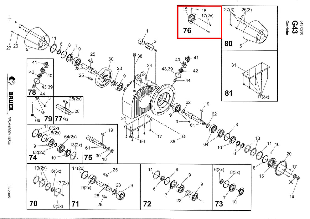 Rep.Set Stützring, G 43 Technische Zeichnung