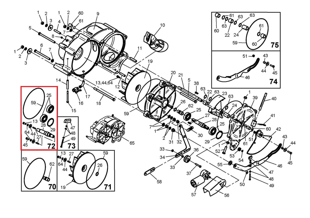 Rep.Set Turbinenwelle TVR20/60 für RAINSTAR E11, E21, E31, E41, E51, E51XL, E55, E55L und E55XL Technische Zeichnung