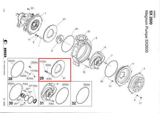 Rep. Set Verschleissscheibe SX1000/SX2000/SX2600 Technische Zeichnung