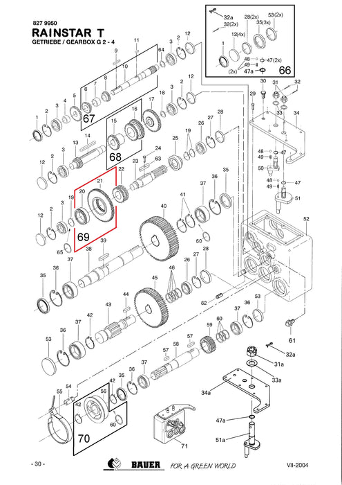 Rep.Set Zahnrad mit Lager zu Getriebe G2-4 für RAINSTAR T51 Technische Zeichnung