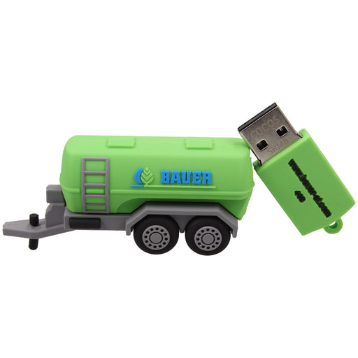 USB Stick in Form eines 3D Güllefasses Produktabbildung, Stick neben Wagen